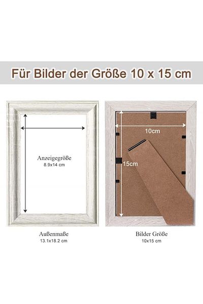 Metrekey Set Of 3 Photo Frames, Mdf/glass, White, 13.1 X 18.2 Cm
