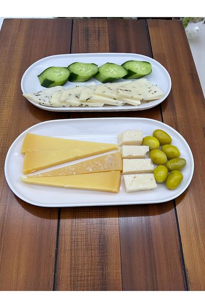 ALCE 2-Piece Ceramic Cheese Appetizer Salad Breakfast Presentation Plate