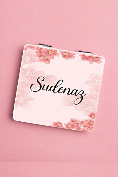 İŞTE BU Kişiye Özel İsimli Kare Baskılı Deri Ayna Çanta ve Cep Aynası