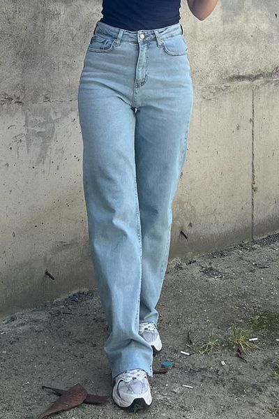 Madmext Blugi de damă cu lycra de mărime mare albastră Mg2060