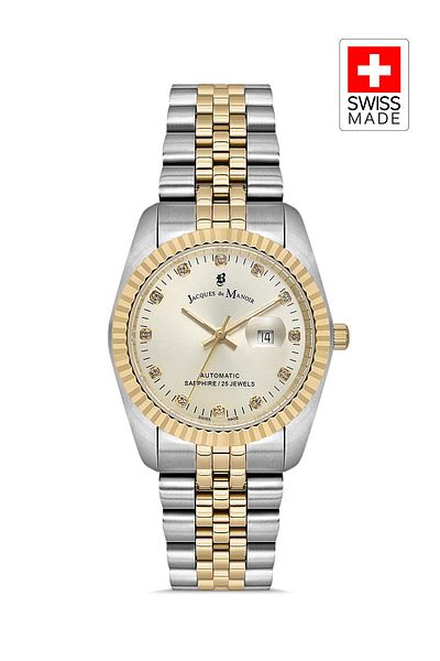 JACQUES DU MANOIR JWL04115 - Sellita SW100 (25 Jewels) ساعة يد نسائية سويسرية مصنوعة بآلية أوتوماتيكية