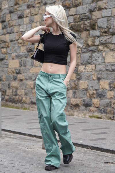 Madmext Mint Yeşili Straight Fit Kargo Pantolon Mg1601