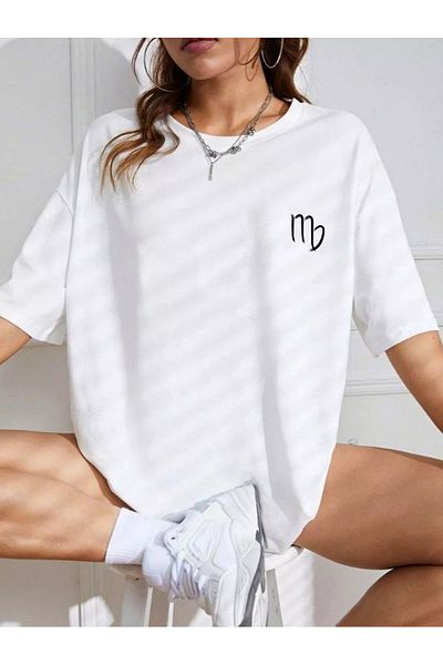 Plaza Butik Μπλουζάκι με λογότυπο Virgo με τυπωμένο Unisex Oversize