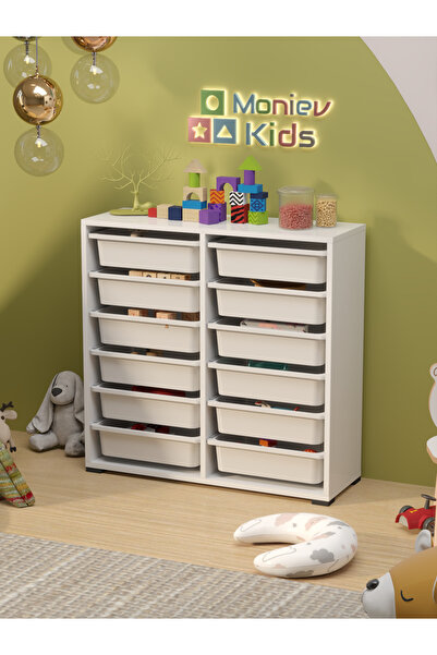 moniev Berra 12 Sepetli Çok Amaçlı Dolap Oyuncak Dolabı