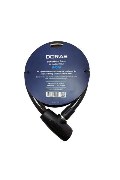 Doras قفل دراجة نارية بلون أنثراسيت موديل B4000 - طول 120 سم، قطر 20 مم