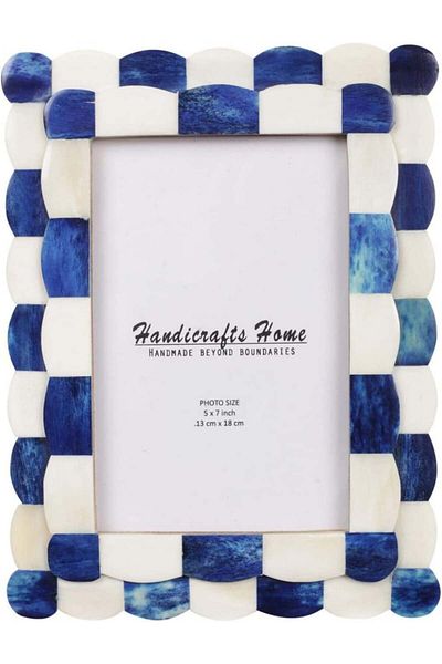 Artizanat Home photo frame, white/blue, 12.7 x 17.8 cm