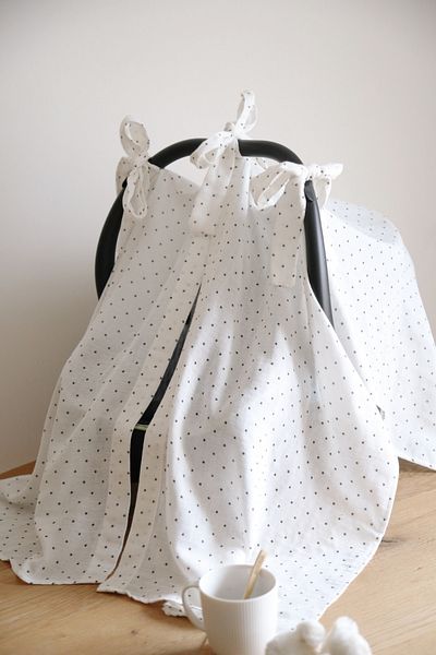 DoDo'S Baby Double Layer Dot Pattern Double Layer Organic Muslin Stroller Cover