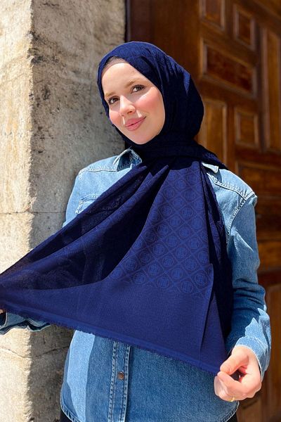 Pierre Cardin Elegans Monogram Shawl - 1090700 -921 - Navy Blue