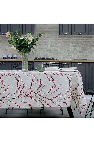 Homelux Tablecloth 170X170 Cm 100% Cotton Beige/Burgundy/White