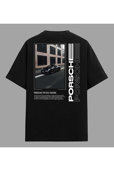 Edizen Μπλουζάκι Porsche 911 GT3 Touring Premium Unisex Oversize 100% βαμβακερό μαύρο