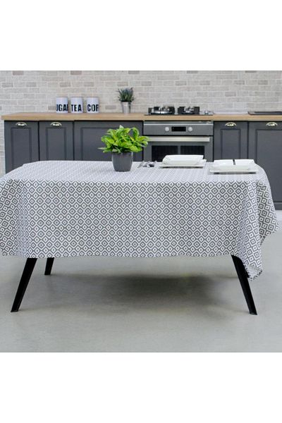 Homelux Tablecloth 170X170 Cm 100% Cotton Gray/White