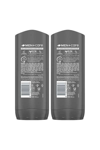 Dove Men+Care Charcoal & Clay For Body, Face & Hair Wash 2 x 400 ml