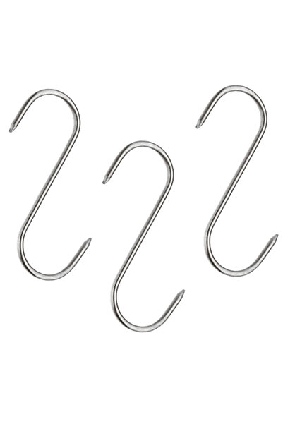 Depox Sada troch hákov na mäso, mäsiarstvo, 17 cm, nehrdzavejúca oceľ