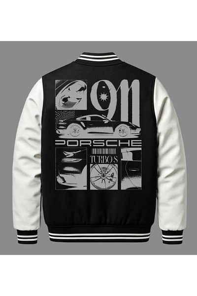 Edizen Porsche 911 Turbo S Premium Bomber College Jacket Unisex Oversize 100% Cotton