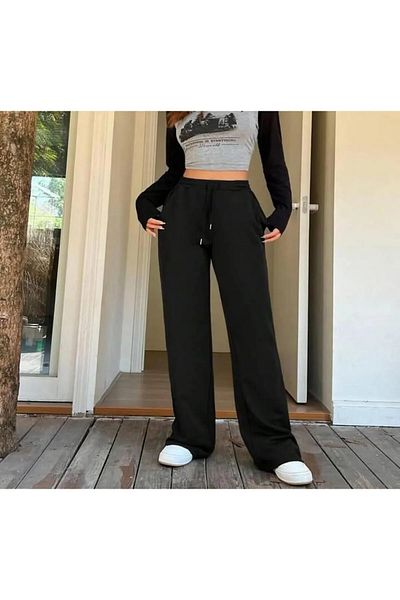 GERLAY Women's Black Comfortable Fit Straight Leg Track Pants