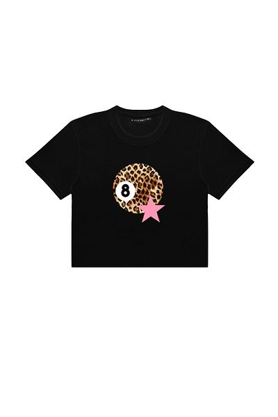 Sekizbiraltı Μπαλάκι μπιλιάρδου Leopard με εμπριμέ μαύρο Crop Top