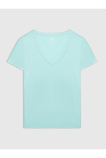 GAP Kadın Yeşil V Yaka T-Shirt