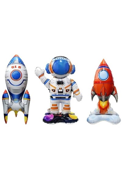 Flippy Baloane PARTY BOY, Astronaut 49 x 69 cm, Racheta alba 31 x 61 cm, Rach...