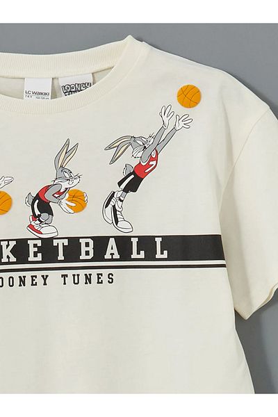 LC Waikiki Lcw Kids Ecru Crew Neck Bugs Bunny Printed Boys' T-Shirt