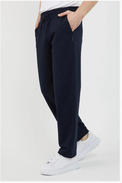 LASVES Men's Black Straight Leg Tracking Pants