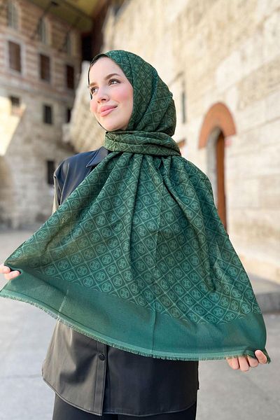 Pierre Cardin Elegans Monogram Shawl - 1090700 -953 - Emerald Green