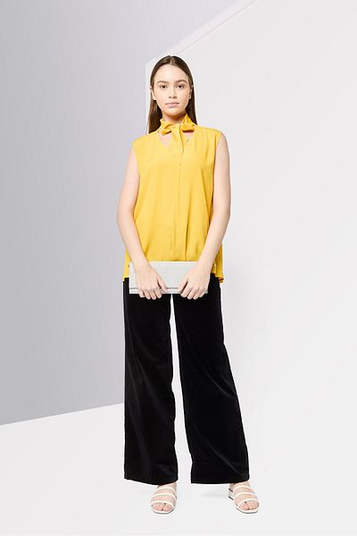 Harmont & Blaine Women Tie-neck Solid Tank Top, Yellow