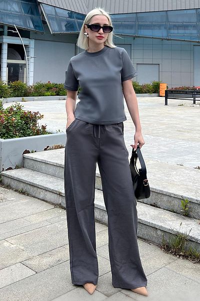 Madmext Smoked Waist Drawstring Loose Leg Women's Pants MG2011