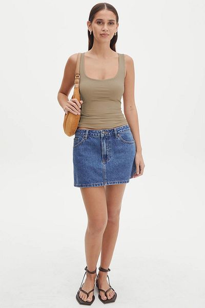 Madmext Steinfarbene Bluse mit dicken Trägern für Damen MG1998