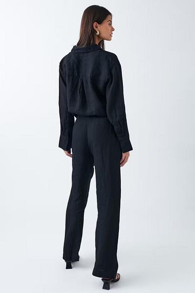 Madmext Pantaloni de damă cu centură neagră cu picioare largi MG2021