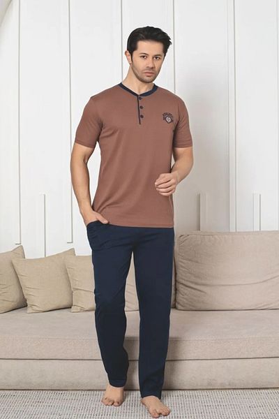 Farya Home Ανδρικό σετ πιτζάμες Dreamy Cotton Pocket με κοντό μανίκι με κουμπιά