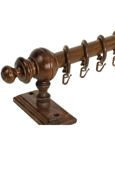 Happys Walnut railless wooden rustic curtain hanger and aluminum rustic pipe 175 cm