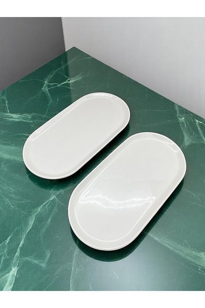 ALCE 2-Piece Ceramic Appetizer Salad Breakfast Cheese Presentation Plate Datça