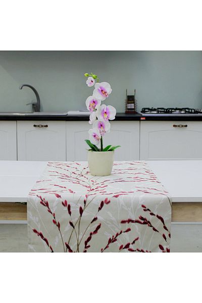 Homelux Tablecloth 170X170 Cm 100% Cotton Beige/Burgundy/White