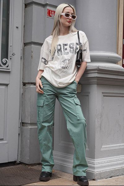 Madmext Mintgrüne Cargohose mit Taschendetails Mg1602