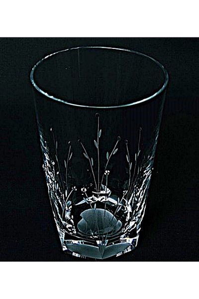 DECOSTYLE Cold Cut Tulip Stone Crystal Decorated Cornered Fully Handcrafted Water Glass 6 Pieces