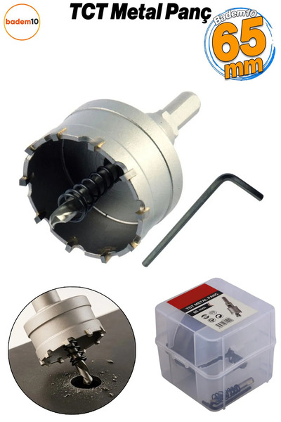 Nms TCT Metal Delme Panç 65 mm Delik Açma Metal Demir Testeresi Adaptörlü 1 Adet