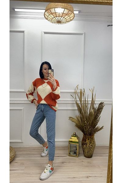 MAKRAS EXCLUSIVE Pera Pantaloni de damă, albastru Snow Wash Boyfrend, cu talie înaltă, din lycra, extra elastici