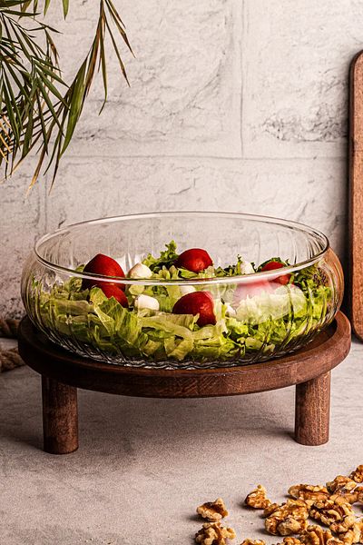 Home Luna ✨   Stylish Patterned Glass Salad & Presentation Bowl – Large Volume, Elegant Design! 🥗 🍝