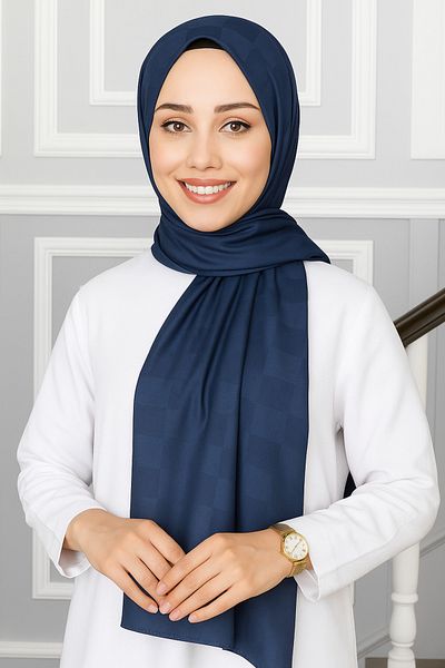 mim eşarp Σάλι Emproyal Ασημί Ζακάρ Σκακιέρα με σχέδιο 75x190 cm