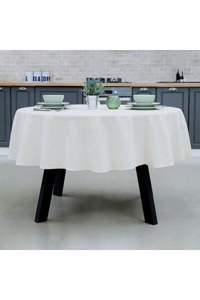 Homelux Tablecloth Rotunda D 180 Cm Washed Cotton Look Cotton Beige