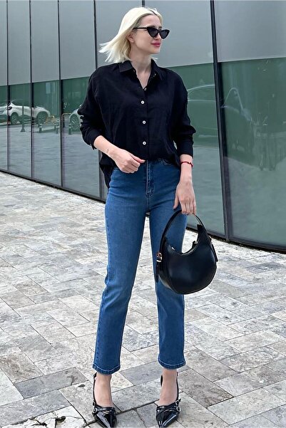 Madmext Açık Mavi Slim Fit Kadın Mom Jean Mg1738