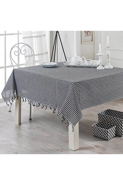 Homelux Tablecloth 150X150 Cm 100% Cotton Black/White