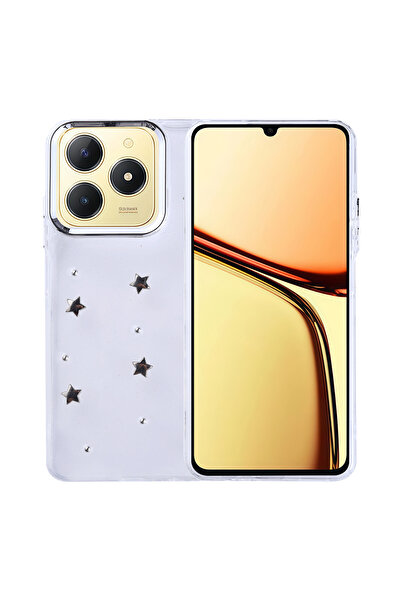 zore Realme C61 Case Glitter Transparent Emp Pole Cover with Airbag Design - Cherry