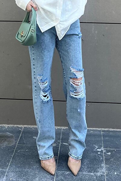 Madmext Açık Mavi Straight Fit Jean MG2031