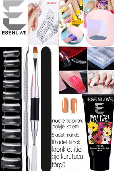 ESENLİWE 7 Parça Polyjel Set Uzatma Tırnak Seti Doğal Ve Uzun Süreli Etki Akr...