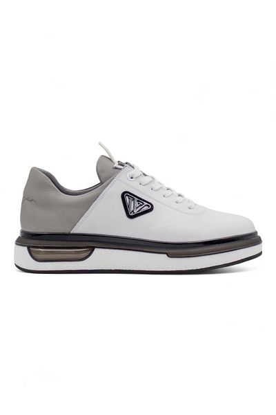 Voyager M057 Γνήσιο Δερμάτινο Ανδρικό Sneaker Λευκό