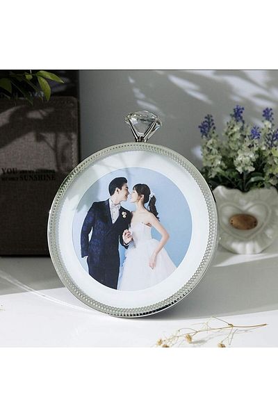 AIFUSI round photo frame, plastic, silver. 19 x 19 cm