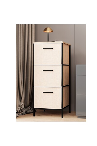 eportatif 3 Çekmeceli Çok Amaçlı Dolap Büyük Boy Komodin Sehpa