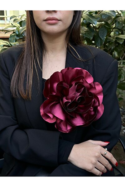 Cherry Carter Gül Detaylı Oversize Broş- Şık Kıyafet Aksesuarı- Kadın Gül Bro...