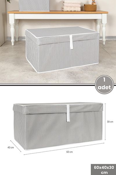Flora Mega Box Storage Box, Pillow Sheet Clothing Wardrobe Organizer Cardboard Supported (60X40Cm) 1 Piece Gray